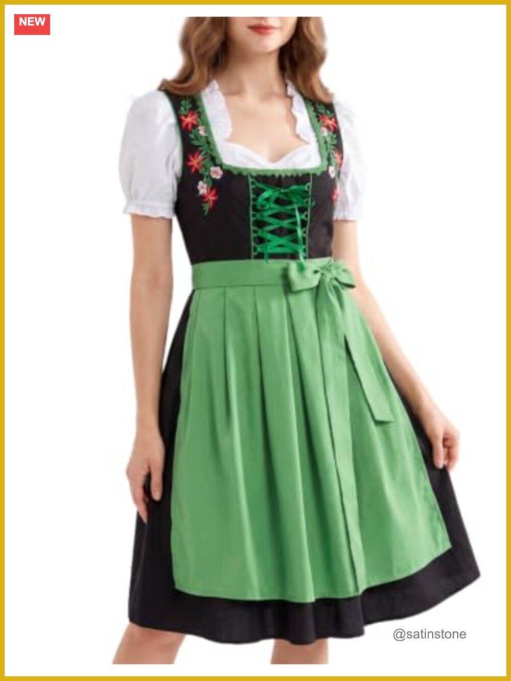 Women's 3 Piece Oktoberfest Dirndl Dress Set, Embroidered Bavarian Costume